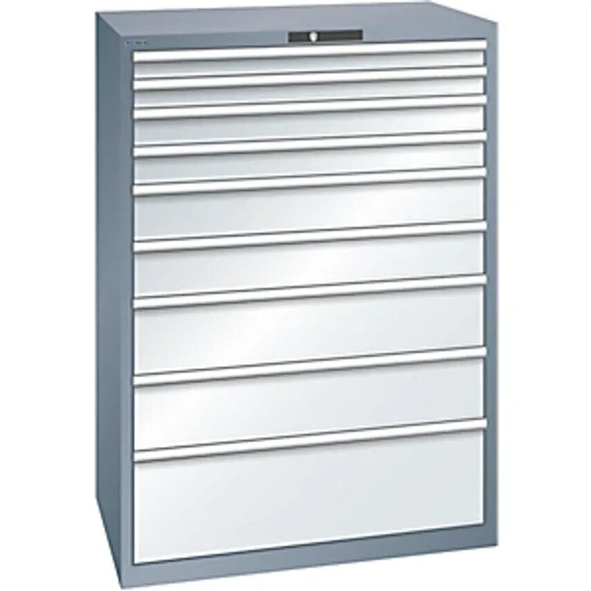 Drawer Cupboard, 9 Drawers, WxDxH 1023 X 725 X 1450mm, Grey Metallic/Light Grey