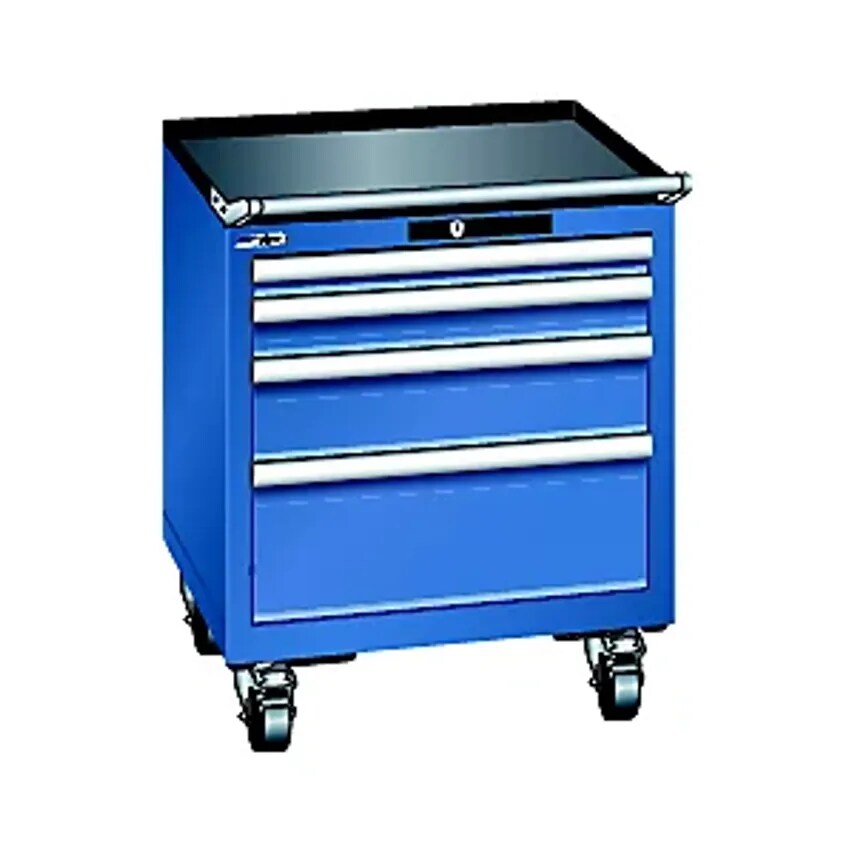 Drawer Cupboard, Mobile, WxD 564 X 572mm, 4 Drawers, Gentian Blue