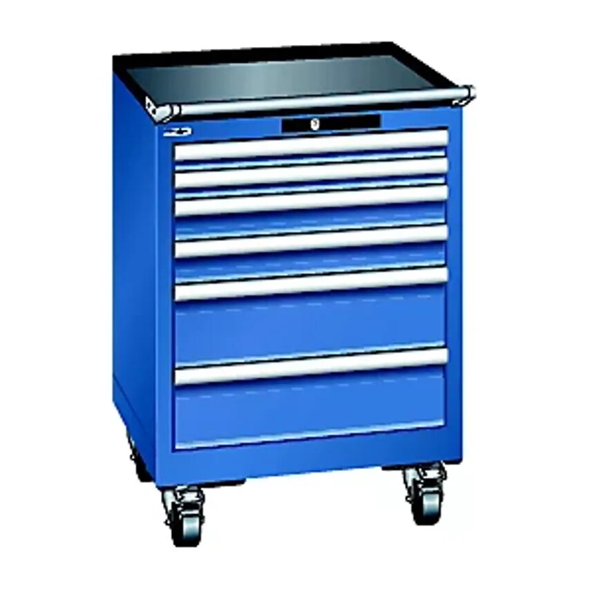Drawer Cupboard, Mobile, WxD 564 X 572mm, 6 Drawers, Gentian Blue