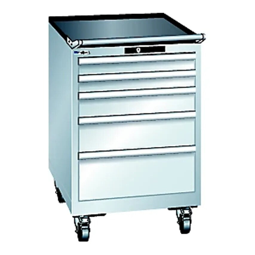 Drawer Cupboard, Mobile, WxDxH 564 X 725 X 890mm, 5 Drawers, Light Grey