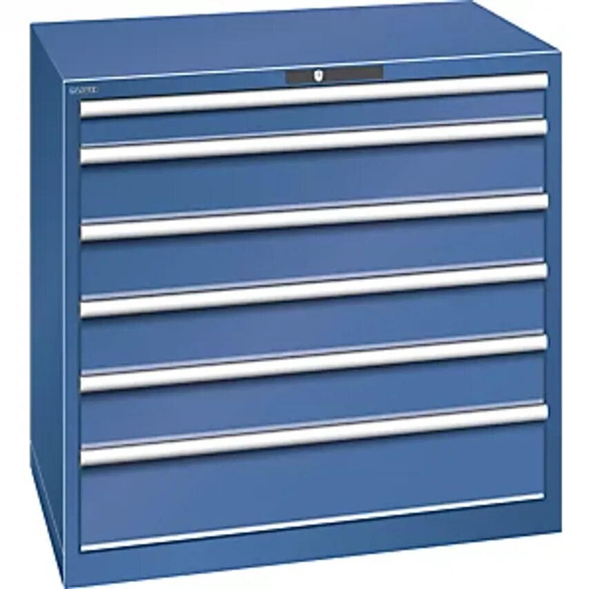 Drawer Cupboard, Sheet Steel, HxW 1000 X 1023mm, 6 Drawers, Max. Load 200 Kg, Gentian Blue