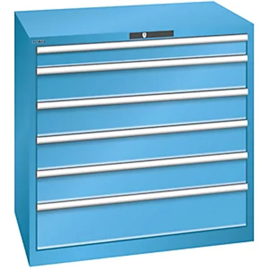 Drawer Cupboard, Sheet Steel, HxW 1000 X 1023mm, 6 Drawers, Max. Load 200 Kg, Light Blue
