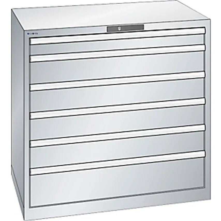 Drawer Cupboard, Sheet Steel, HxW 1000 X 1023mm, 6 Drawers, Max. Load 200 Kg, Light Grey