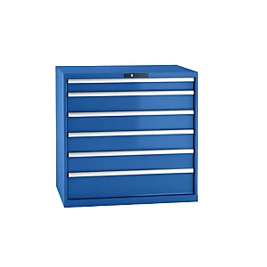 Drawer Cupboard, Sheet Steel, HxW 1000 X 1023mm, 6 Drawers, Max. Load 75 Kg, Gentian Blue