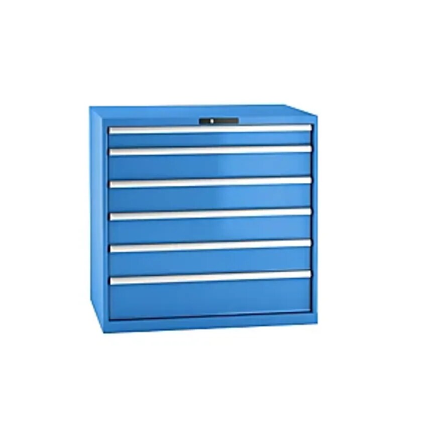 Drawer Cupboard, Sheet Steel, HxW 1000 X 1023mm, 6 Drawers, Max. Load 75 Kg, Light Blue