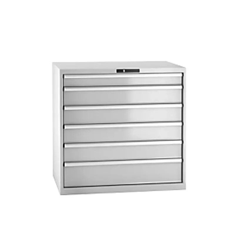 Drawer Cupboard, Sheet Steel, HxW 1000 X 1023mm, 6 Drawers, Max. Load 75 Kg, Light Grey