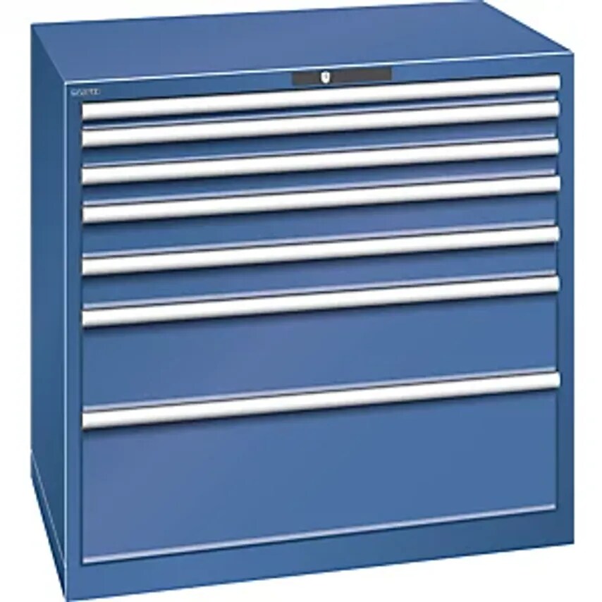 Drawer Cupboard, Sheet Steel, HxW 1000 X 1023mm, 7 Drawers, Max. Load 200 Kg, Gentian Blue