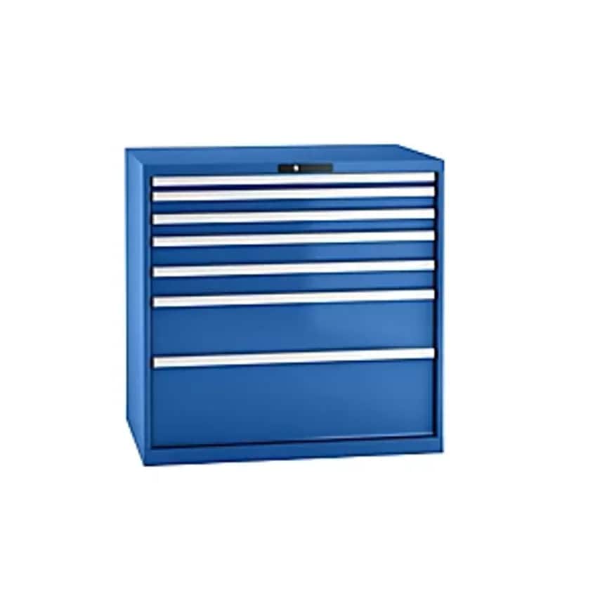Drawer Cupboard, Sheet Steel, HxW 1000 X 1023mm, 7 Drawers, Max. Load 75 Kg, Gentian Blue