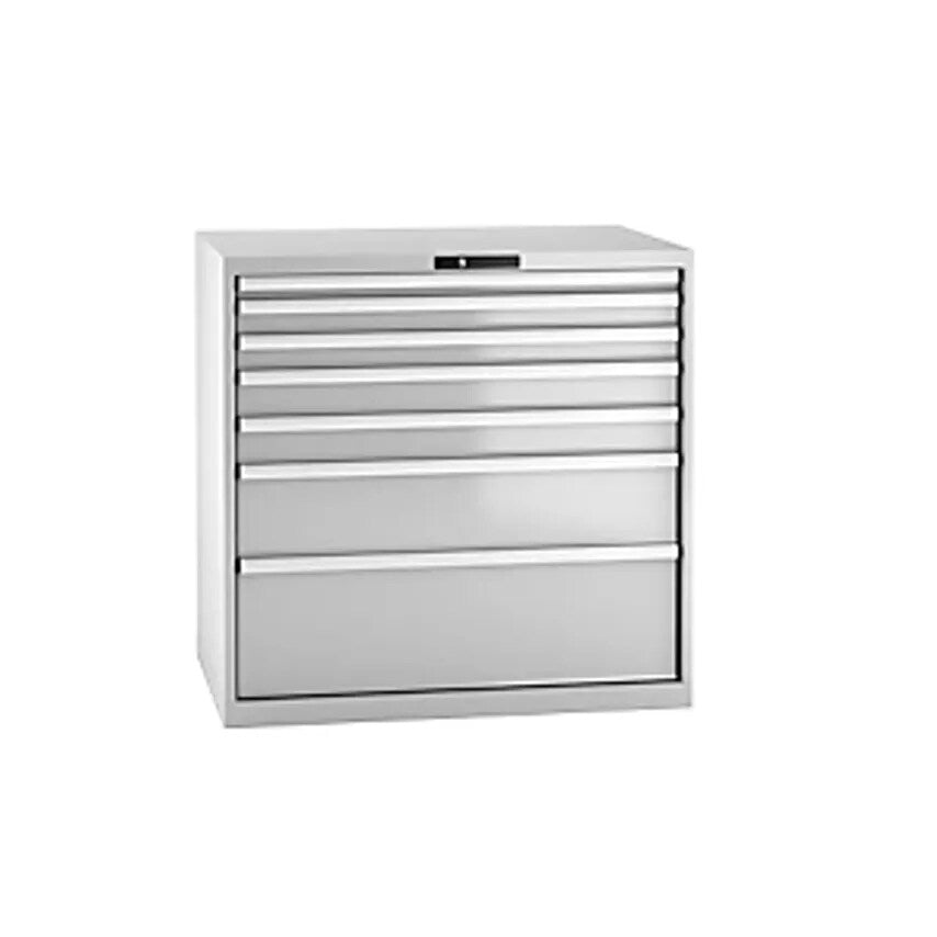 Drawer Cupboard, Sheet Steel, HxW 1000 X 1023mm, 7 Drawers, Max. Load 75 Kg, Light Grey