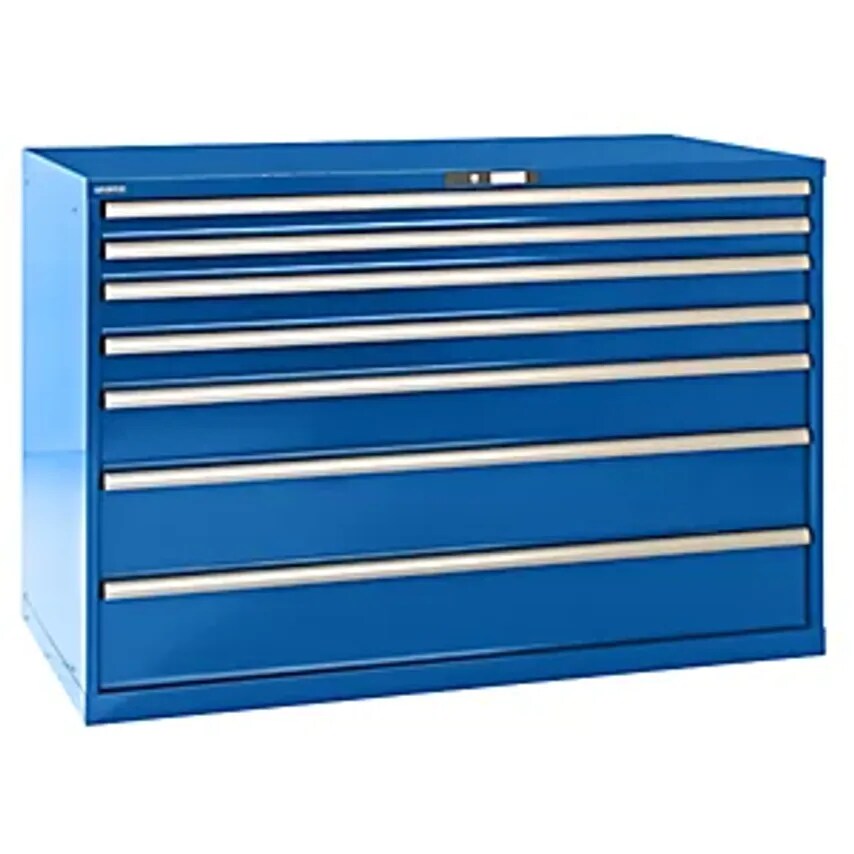 Drawer Cupboard, Sheet Steel, HxW 1000 X 1431mm, 7 Drawers, Max. Load 200 Kg, Light Blue