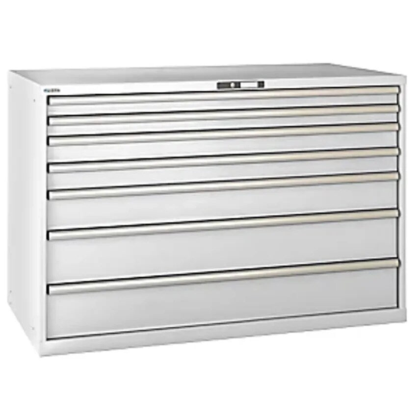 Drawer Cupboard, Sheet Steel, HxW 1000 X 1431mm, 7 Drawers, Max. Load 200 Kg, Light Grey