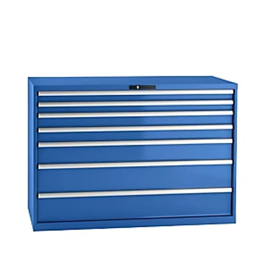 Drawer Cupboard, Sheet Steel, HxW 1000 X 1431mm, 7 Drawers, Max. Load 75 Kg, Gentian Blue