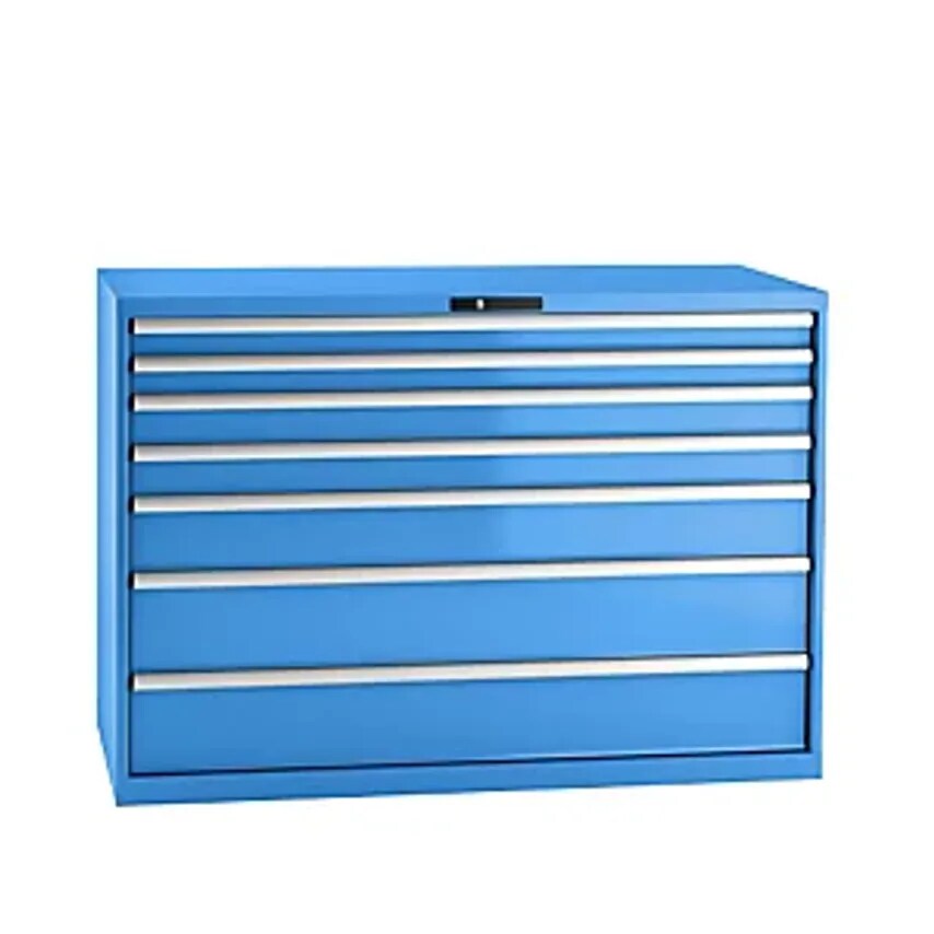 Drawer Cupboard, Sheet Steel, HxW 1000 X 1431mm, 7 Drawers, Max. Load 75 Kg, Light Blue