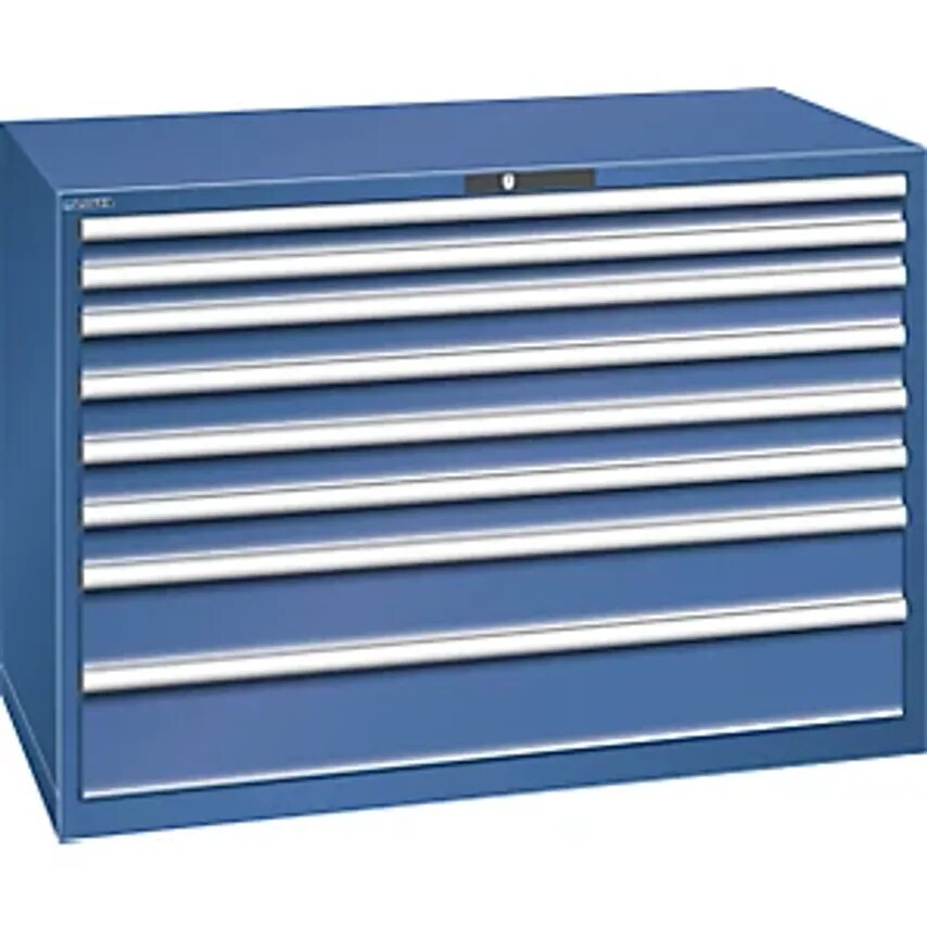 Drawer Cupboard, Sheet Steel, HxW 1000 X 1431mm, 8 Drawers, Max. Load 200 Kg, Gentian Blue