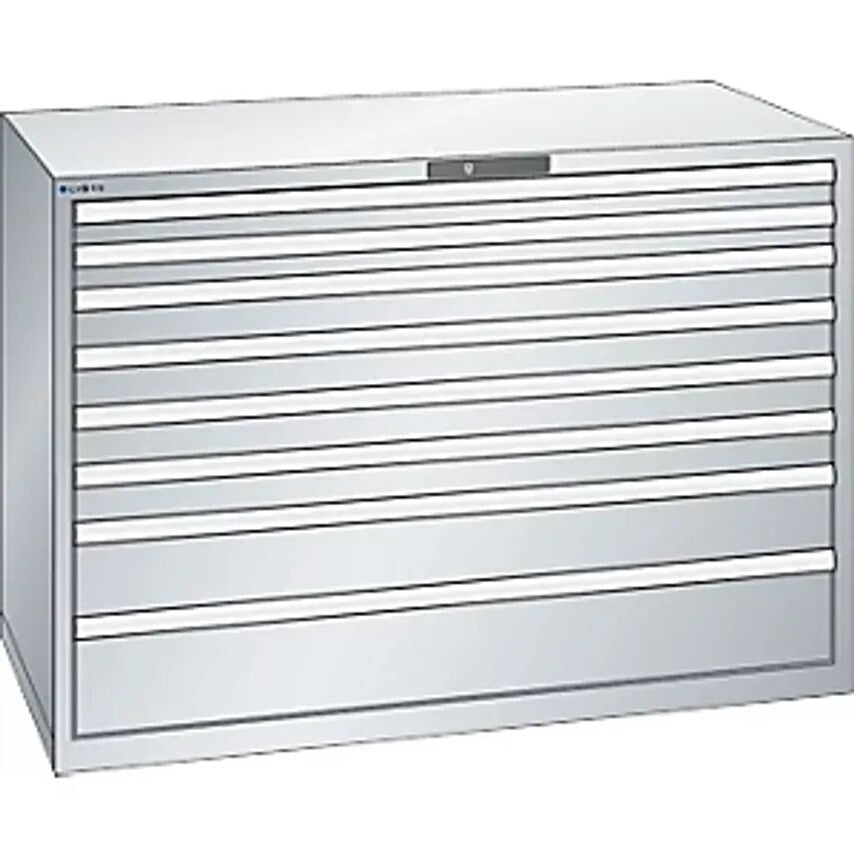 Drawer Cupboard, Sheet Steel, HxW 1000 X 1431mm, 8 Drawers, Max. Load 200 Kg, Light Grey