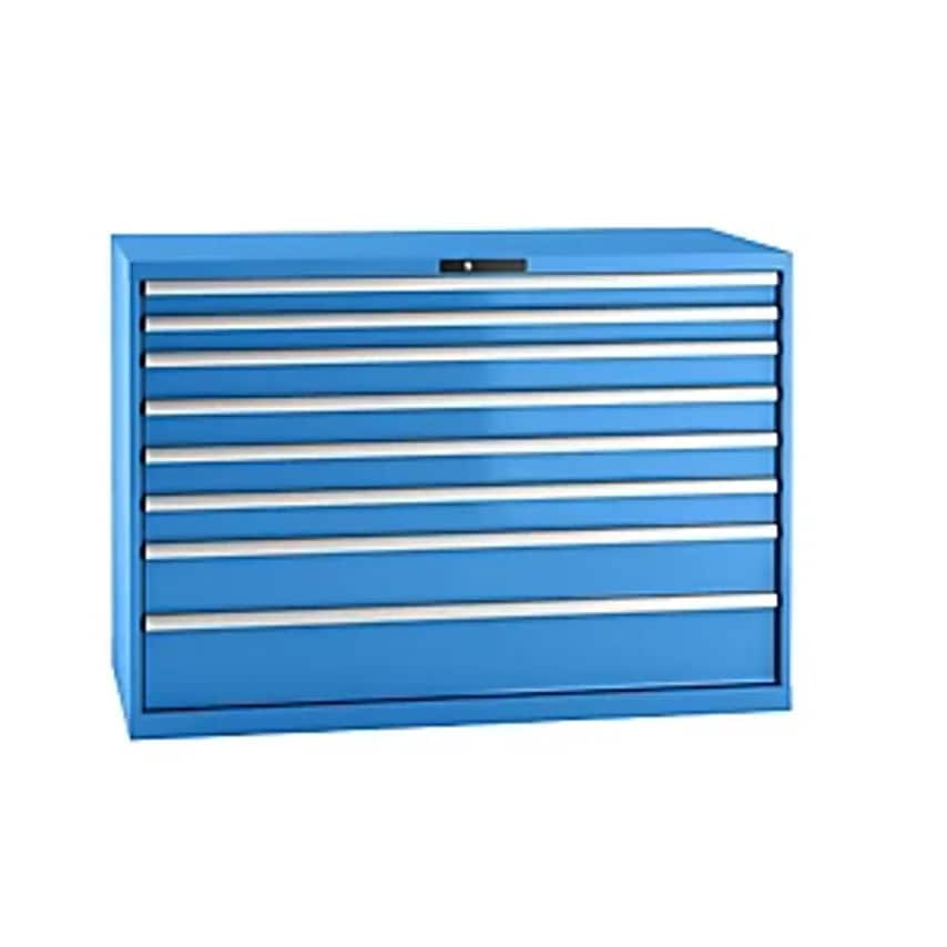 Drawer Cupboard, Sheet Steel, HxW 1000 X 1431mm, 8 Drawers, Max. Load 75 Kg, Light Blue