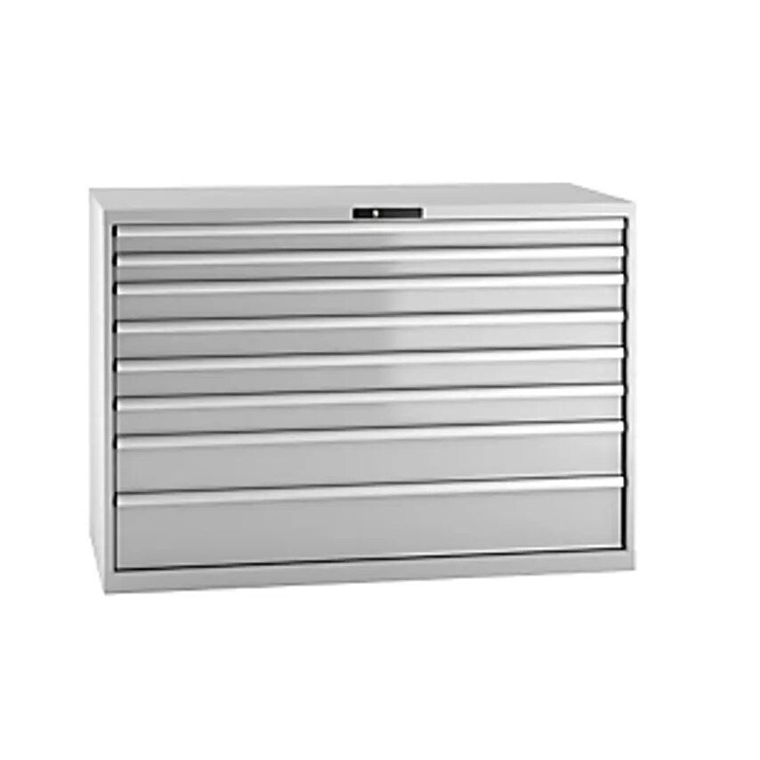 Drawer Cupboard, Sheet Steel, HxW 1000 X 1431mm, 8 Drawers, Max. Load 75 Kg, Light Grey