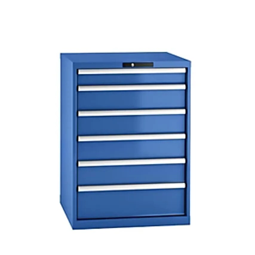 Drawer Cupboard, Sheet Steel, HxW 1000 X 717mm, 6 Drawers, Gentian Blue