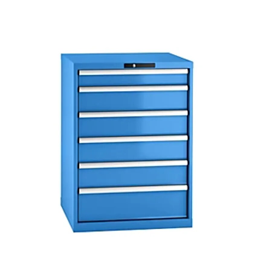 Drawer Cupboard, Sheet Steel, HxW 1000 X 717mm, 6 Drawers, Light Blue