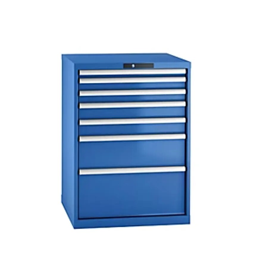 Drawer Cupboard, Sheet Steel, HxW 1000 X 717mm, 7 Drawers, Gentian Blue