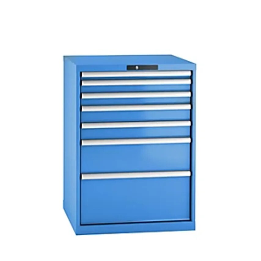 Drawer Cupboard, Sheet Steel, HxW 1000 X 717mm, 7 Drawers, Light Blue