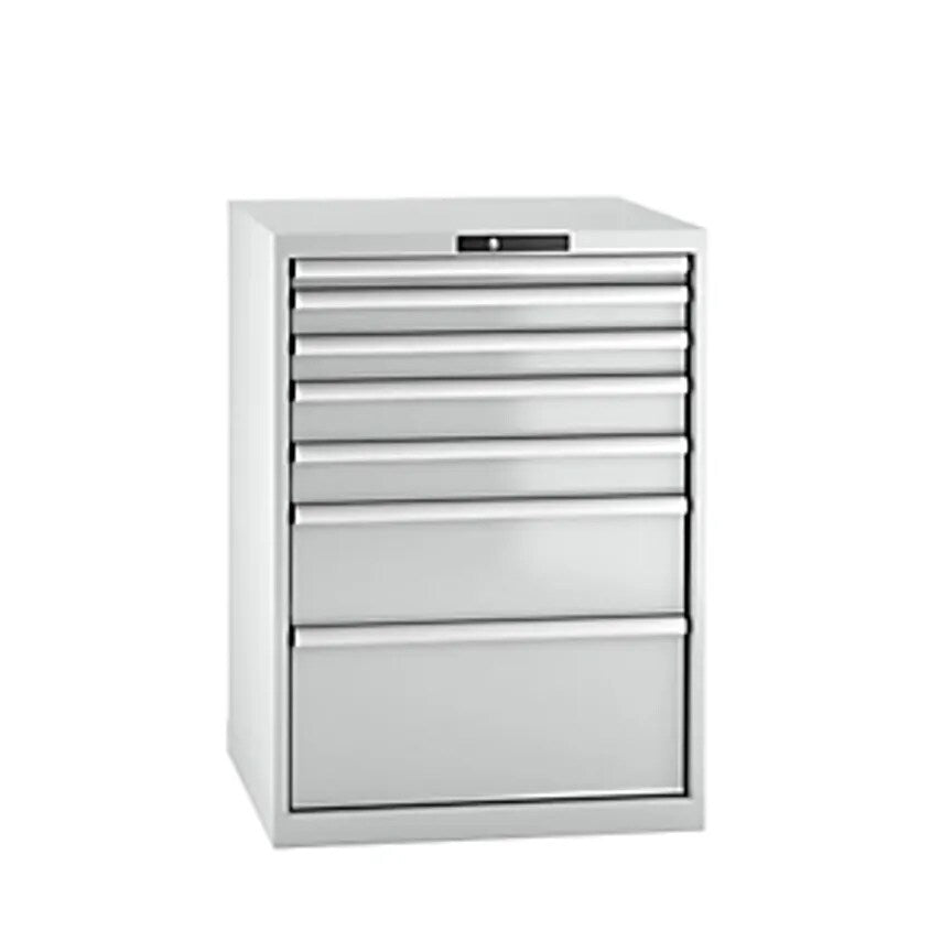 Drawer Cupboard, Sheet Steel, HxW 1000 X 717mm, 7 Drawers, Light Grey