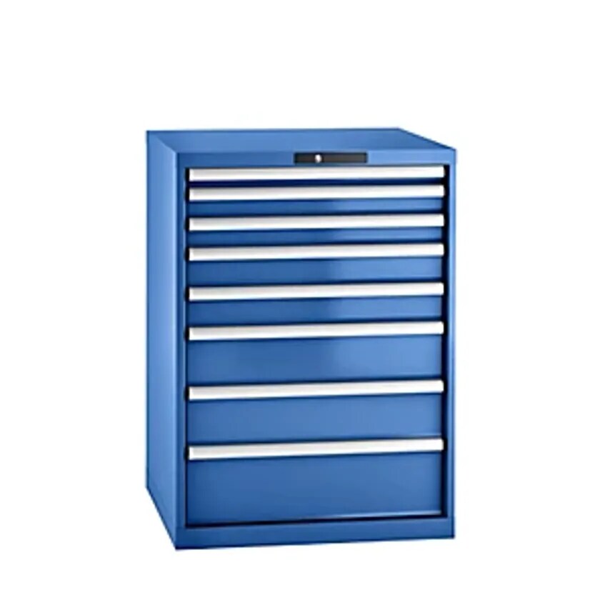 Drawer Cupboard, Sheet Steel, HxW 1000 X 717mm, 8 Drawers, Gentian Blue