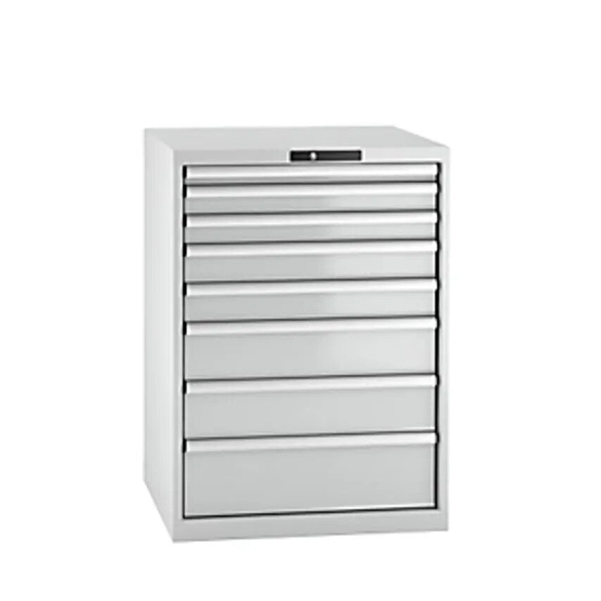 Drawer Cupboard, Sheet Steel, HxW 1000 X 717mm, 8 Drawers, Light Grey