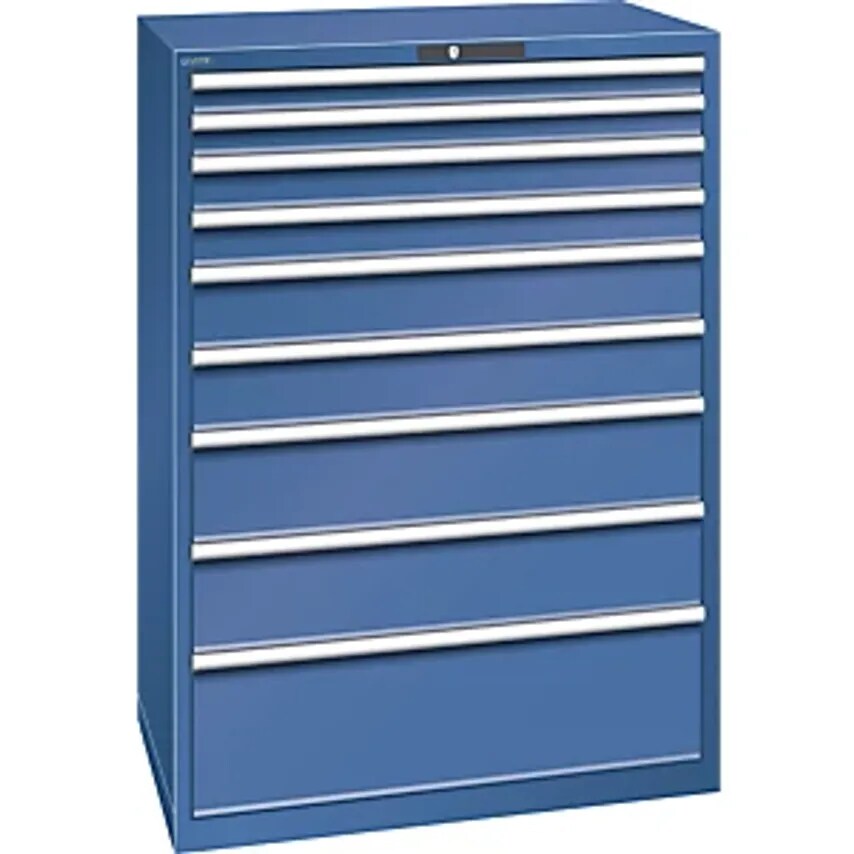Drawer Cupboard, Sheet Steel, HxW 1450 X 1023mm, 9 Drawers, Max. Load 200 Kg, Gentian Blue