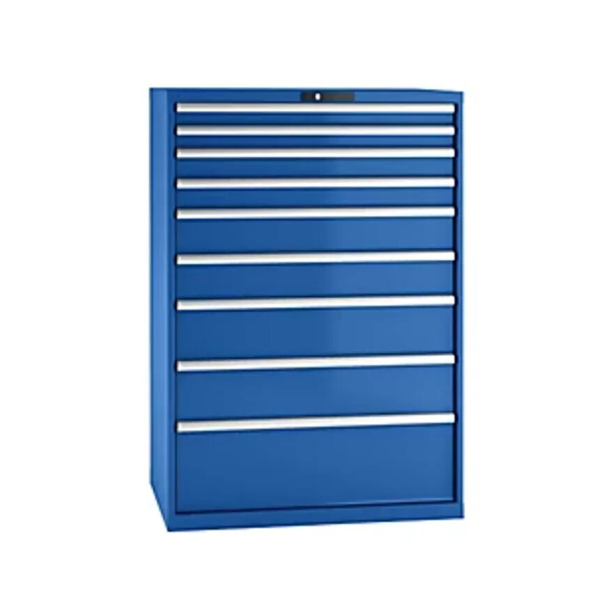 Drawer Cupboard, Sheet Steel, HxW 1450 X 1023mm, 9 Drawers, Max. Load 75 Kg, Gentian Blue