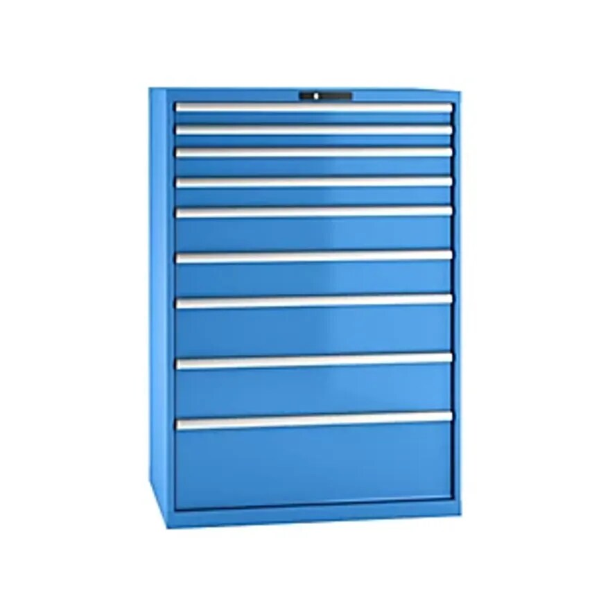Drawer Cupboard, Sheet Steel, HxW 1450 X 1023mm, 9 Drawers, Max. Load 75 Kg, Light Blue