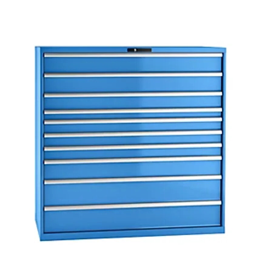 Drawer Cupboard, Sheet Steel, HxW 1450 X 1431mm, 10 Drawers, Max. Load 200 Kg, Light Blue
