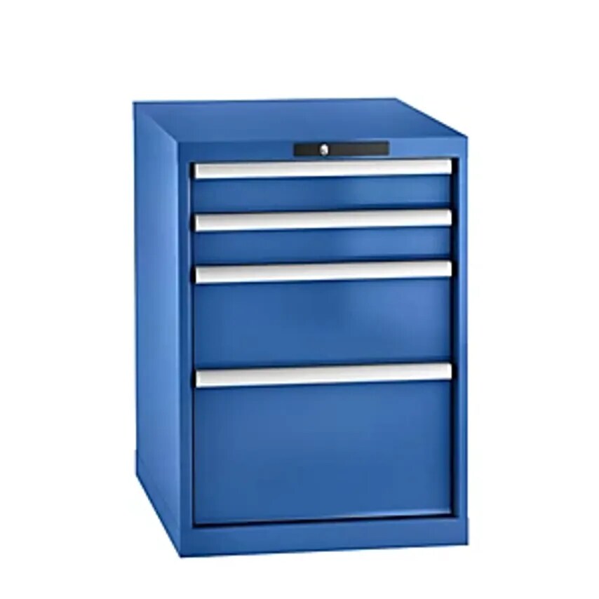 Drawer Cupboard, Sheet Steel, HxW 800 X 564mm, 4 Drawers, Gentian Blue