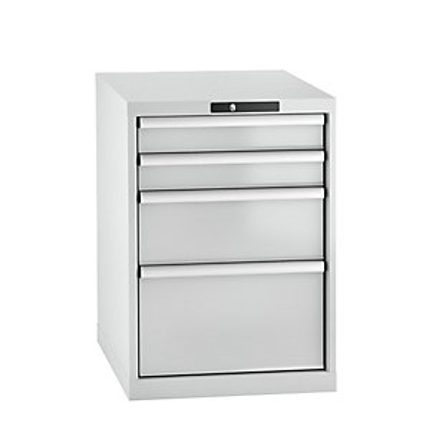 Drawer Cupboard, Sheet Steel, HxW 800 X 564mm, 4 Drawers, Light Grey