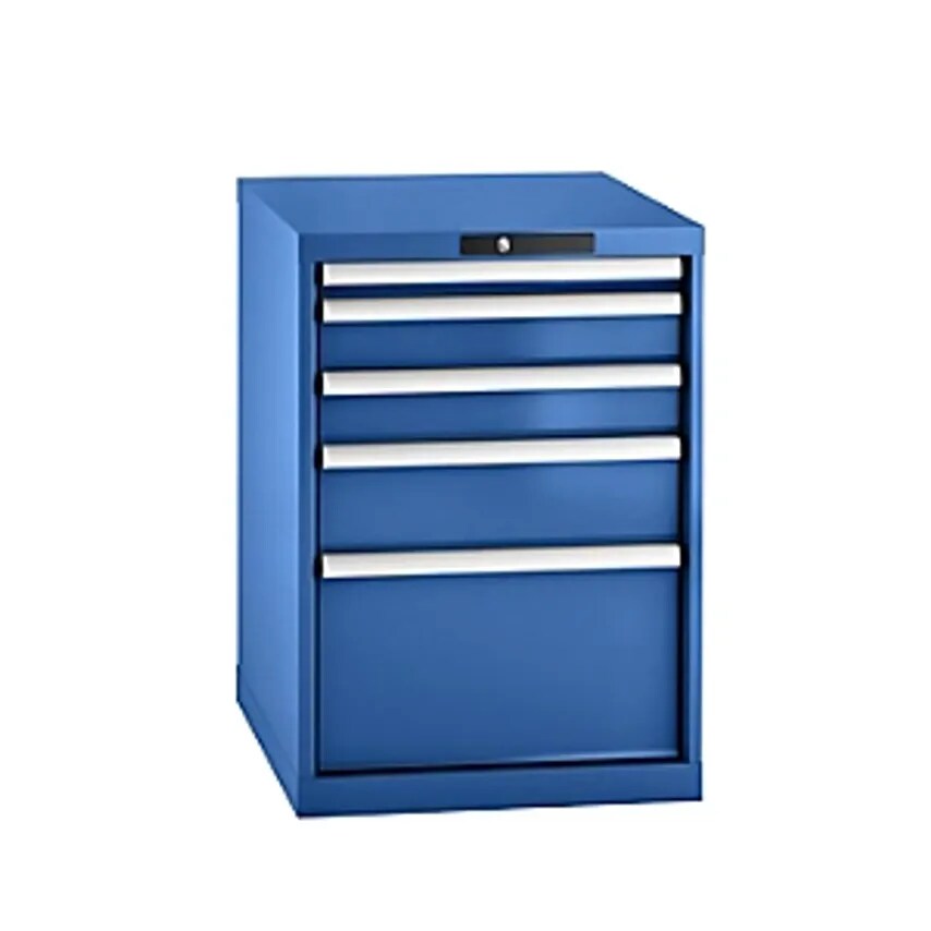 Drawer Cupboard, Sheet Steel, HxW 800 X 564mm, 5 Drawers, Gentian Blue