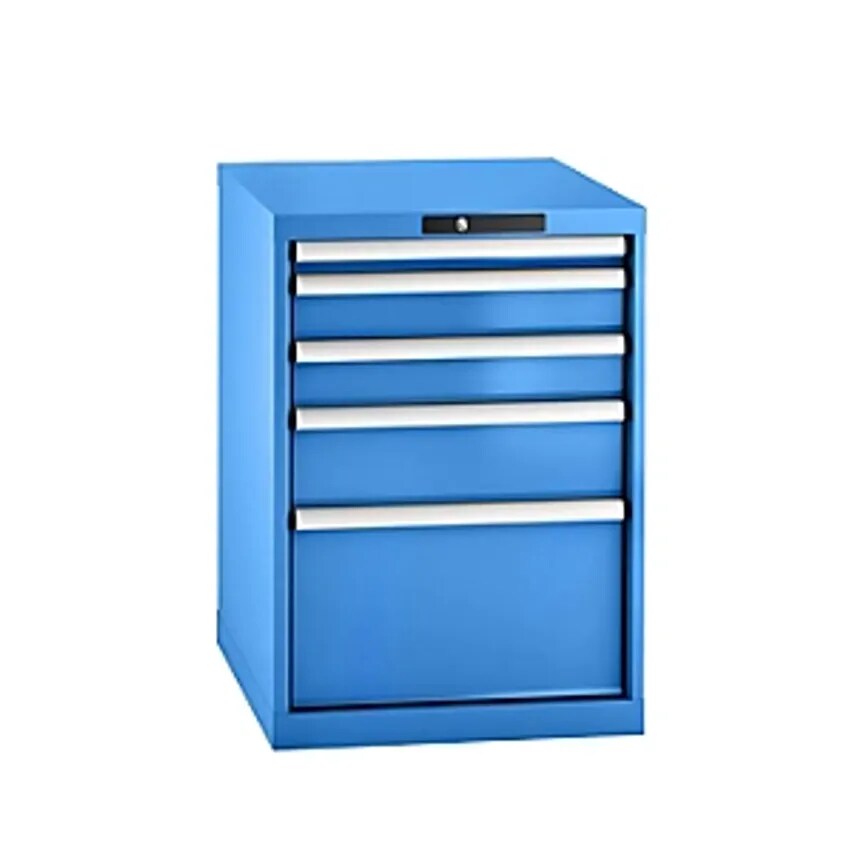 Drawer Cupboard, Sheet Steel, HxW 800 X 564mm, 5 Drawers, Light Blue