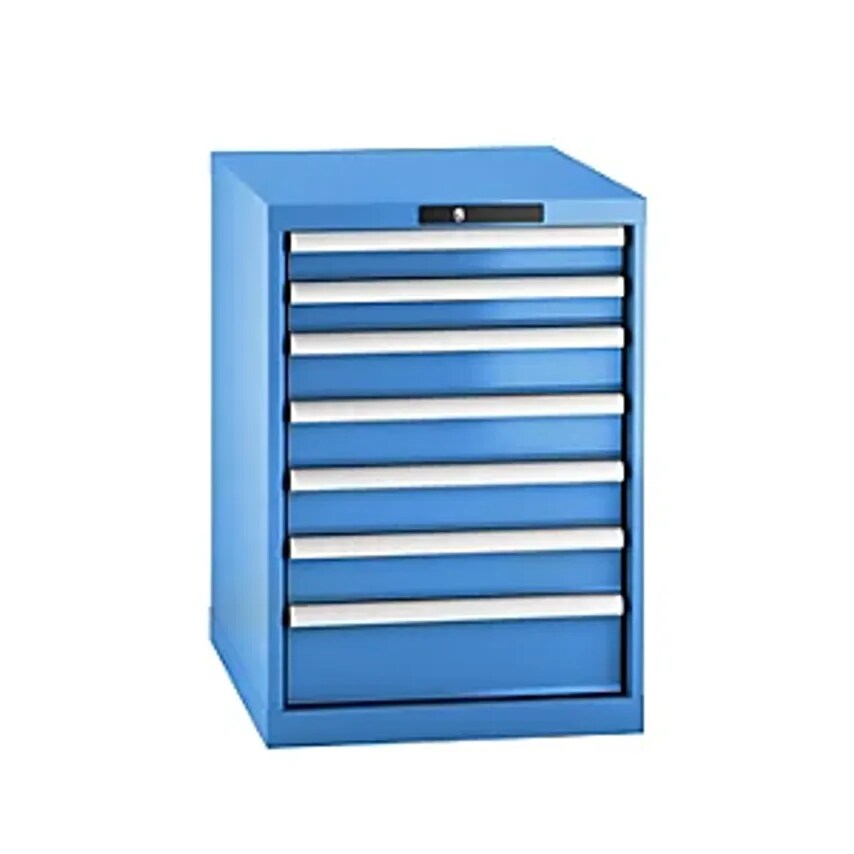 Drawer Cupboard, Sheet Steel, HxW 800 X 564mm, 7 Drawers, Light Blue