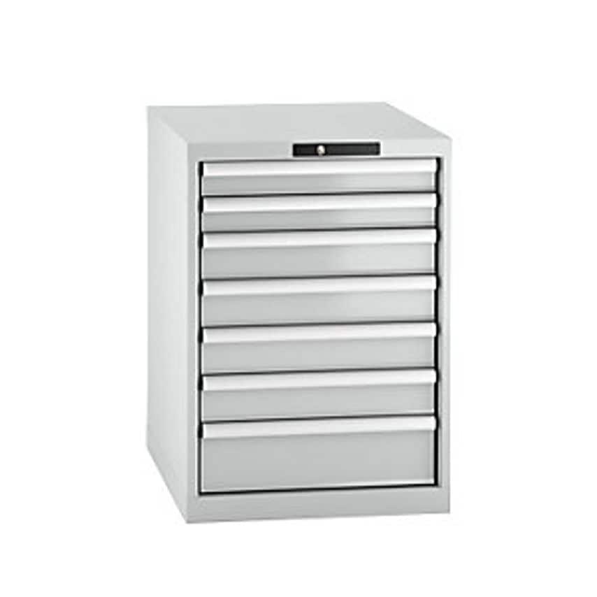 Drawer Cupboard, Sheet Steel, HxW 800 X 564mm, 7 Drawers, Light Grey
