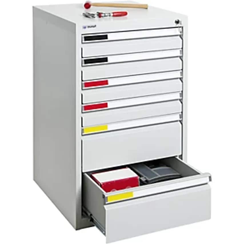 Drawer Cupboard, Width 500mm, 7 Drawers, Light Grey