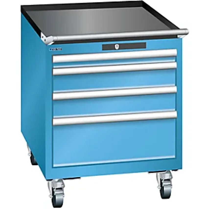 Drawer Cupboard, Width 564mm, Mobile, 4 Drawers, HxD 723 X 725mm, Light Blue