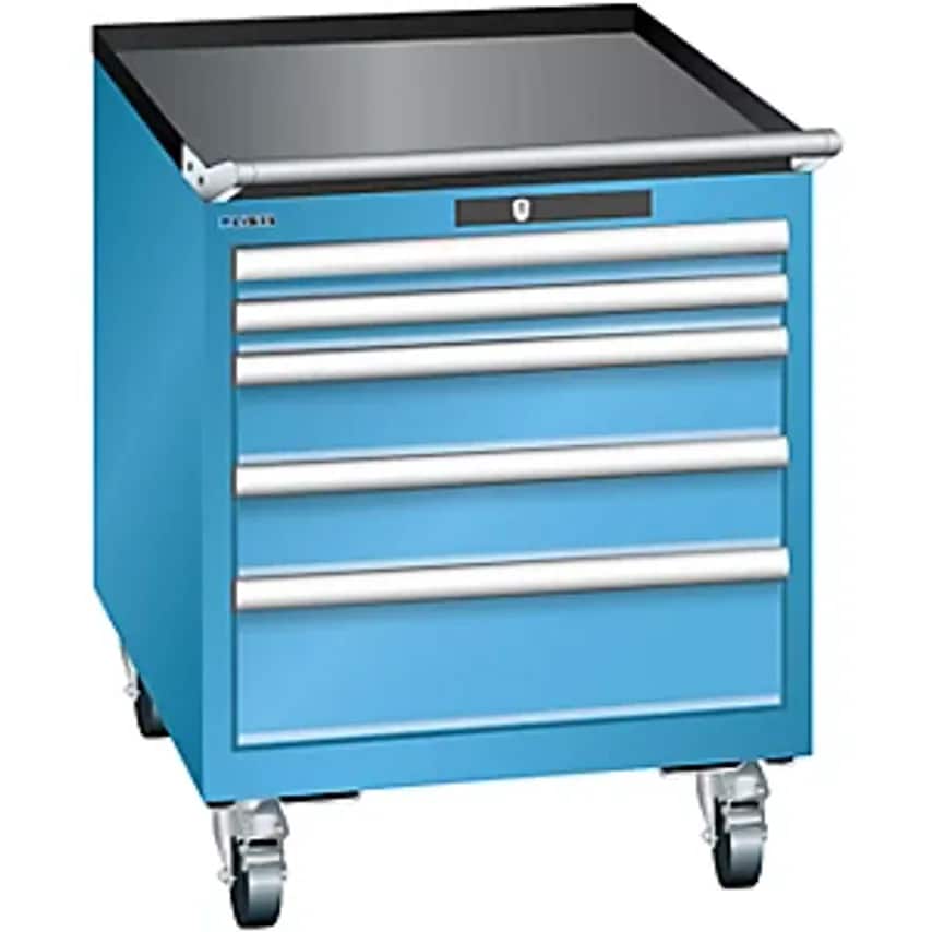Drawer Cupboard, Width 564mm, Mobile, 5 Drawers, HxD 723 X 725mm, Light Blue