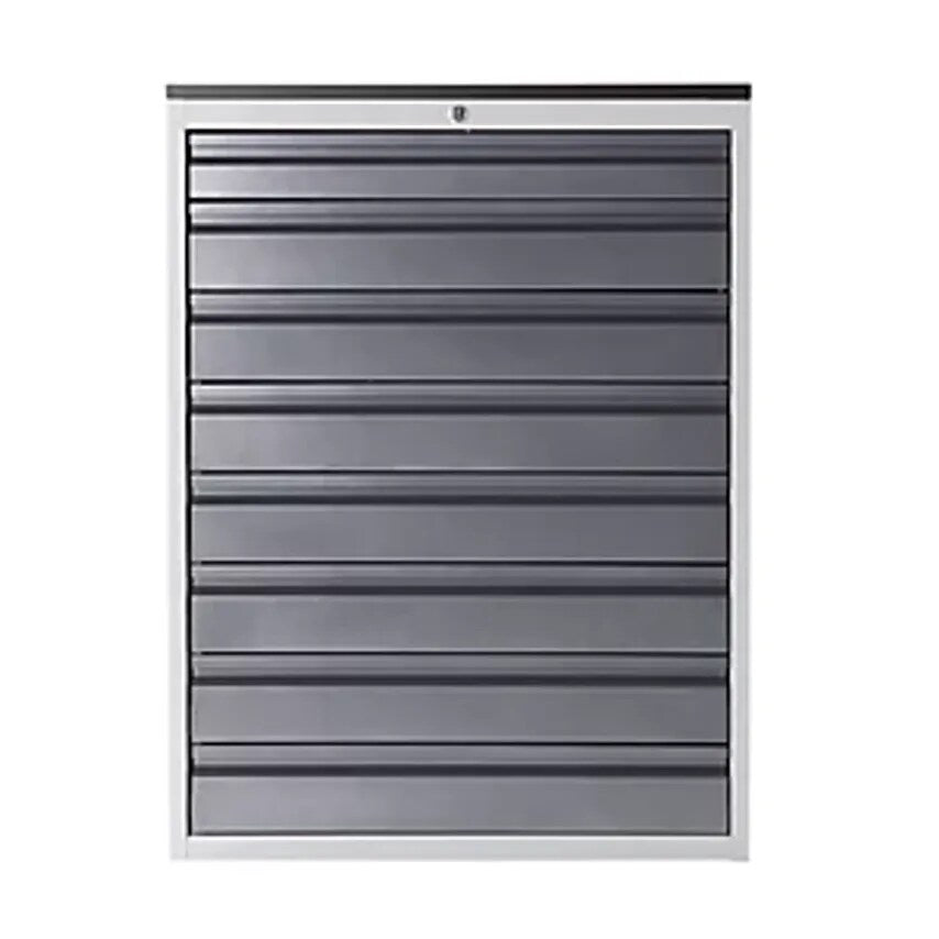 Drawer Cupboard With Telescopic Guides - Height 1030mm - Drawers: 1 X 90, 7 X 120mm, Light Grey/Gentian Blue, Width 770mm