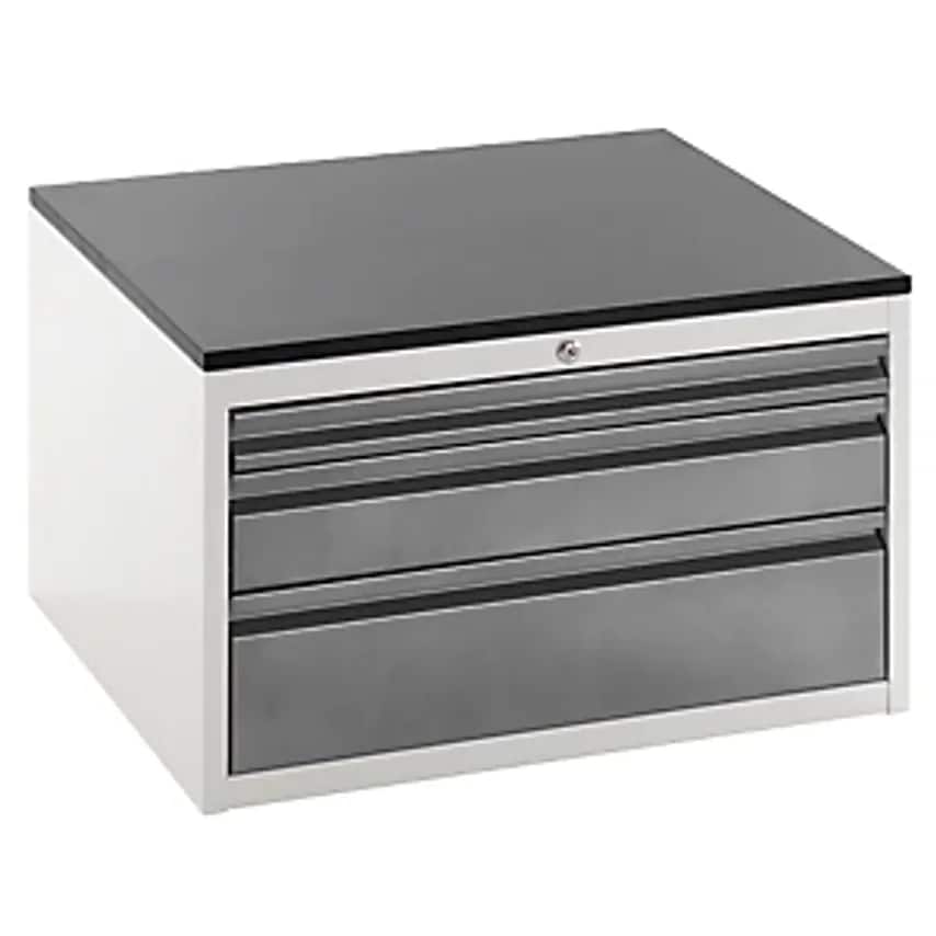 Drawer Cupboard With Telescopic Guides - Height 460mm - Drawers: 1 X 60, 1 X 120, 1 X 180mm, Light Grey/Charcoal, Width 770mm