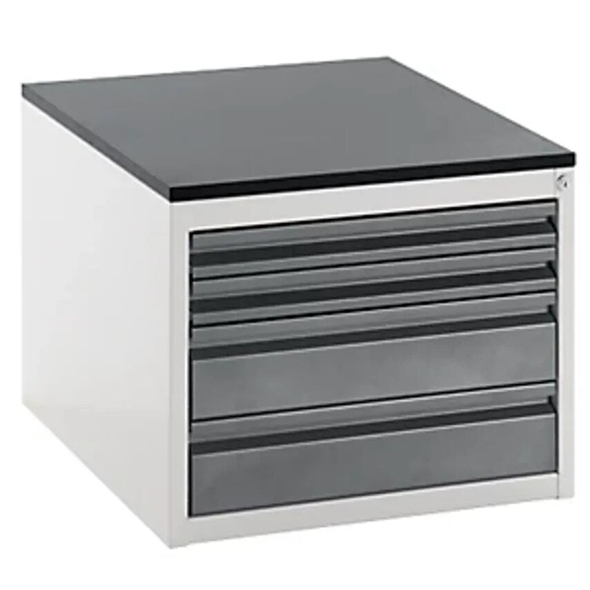 Drawer Cupboard With Telescopic Guides - Height 460mm - Drawers: 2 X 60, 2 X 120mm, Light Grey/Metallic Charcoal, Width 580mm