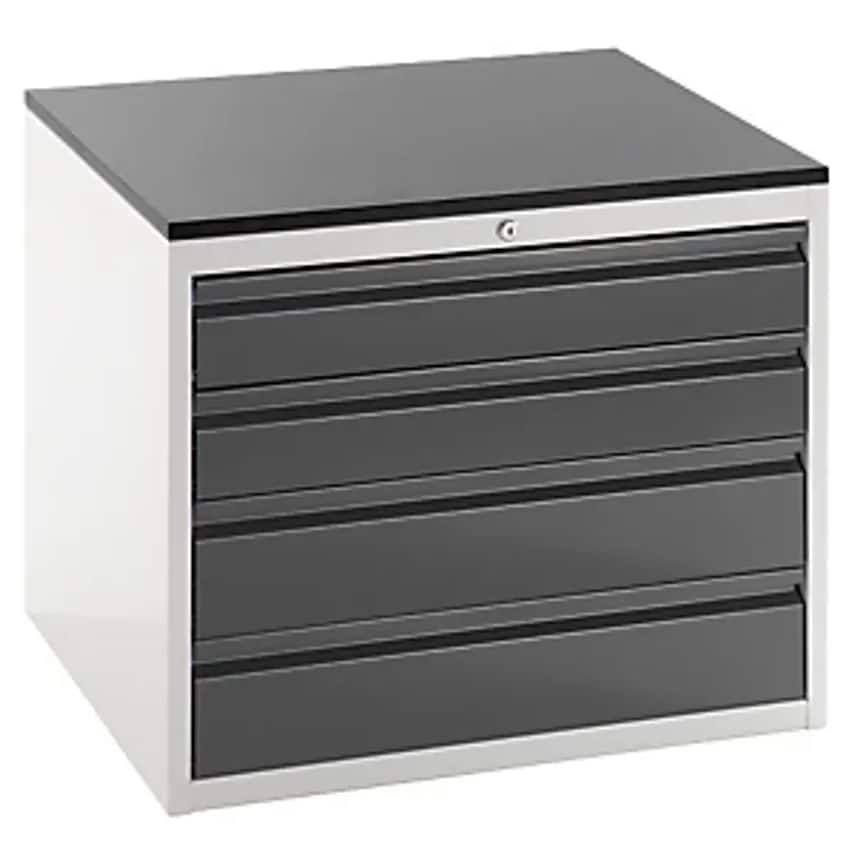 Drawer Cupboard With Telescopic Guides - Height 640mm - Drawers: 2 X 120, 2 X 150mm, Light Grey/Charcoal, Width 770mm