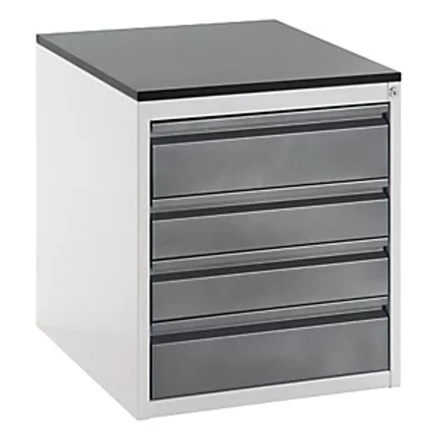 Drawer Cupboard With Telescopic Guides - Height 640mm - Drawers: 2 X 120, 2 X 150mm, Light Grey/Metallic Charcoal, Width 580mm