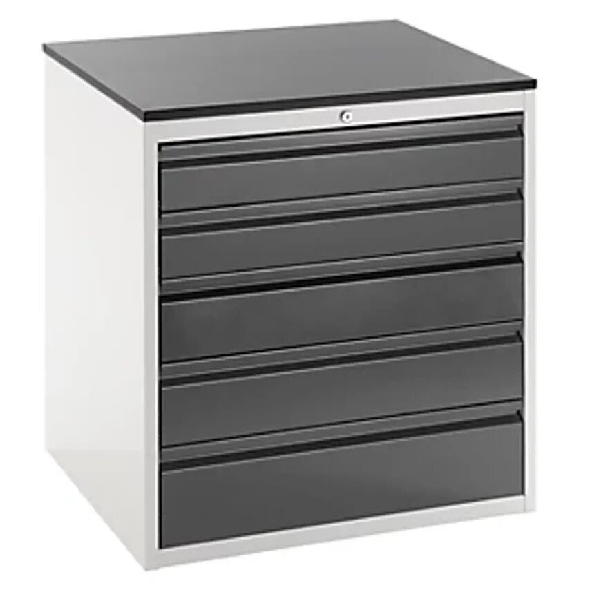 Drawer Cupboard With Telescopic Guides - Height 820mm - Drawers: 2 X 120, 2 X 150, 1 X 180mm, Light Grey/Charcoal, Width 770mm