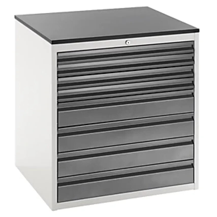 Drawer Cupboard With Telescopic Guides - Height 820mm - Drawers: 4 X 60, 4 X 120mm, Light Grey/Charcoal, Width 770mm