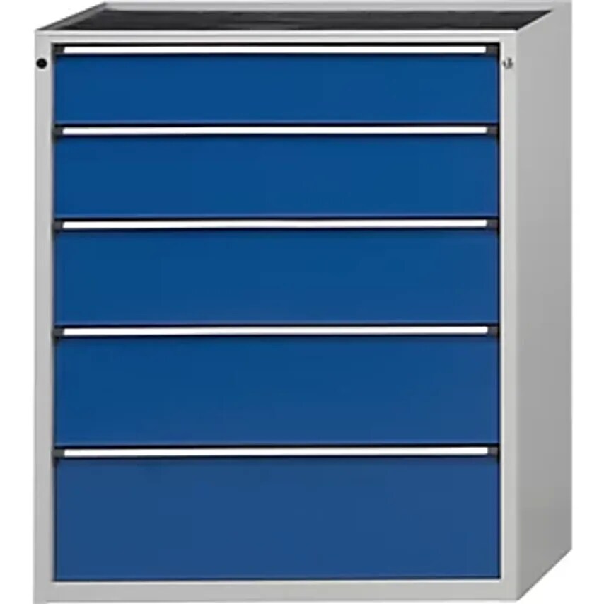 Drawer Cupboard, WxD 1060 X 675mm, 5 Drawers, Height 1280mm, Front In Gentian Blue