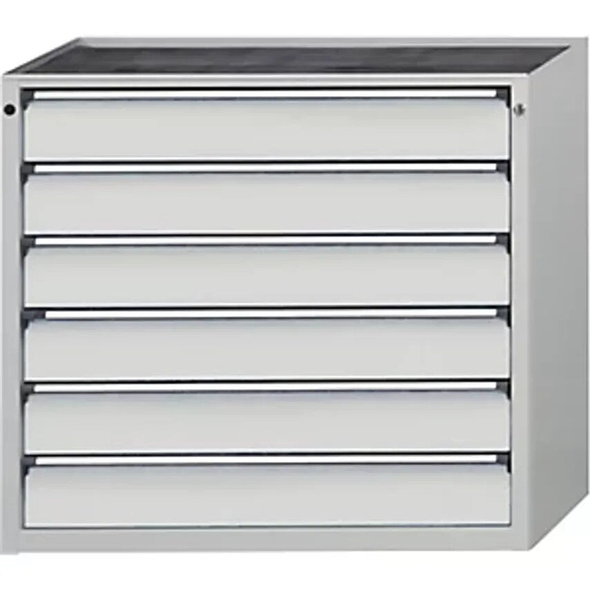 Drawer Cupboard, WxD 1060 X 675mm, 6 Drawers, Height 980mm, Front In Light Grey